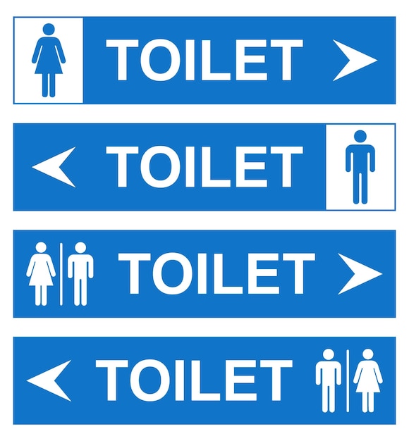 Signe De Toilette Imprimable Signalisation Publique Symbole Wc Simple Bleu Minimaliste Homme Femme Silhouete Design