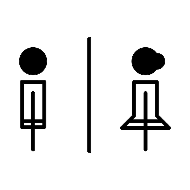 Signe de toilettes homme et femme symbole de signe de toilette dans une illustration de pictogramme de glyphe