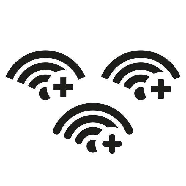 Signe Wifi plus icône réseau sans fil zone Wifi Ajouter le symbole Wifi Illustration vectorielle EPS 10 Stock