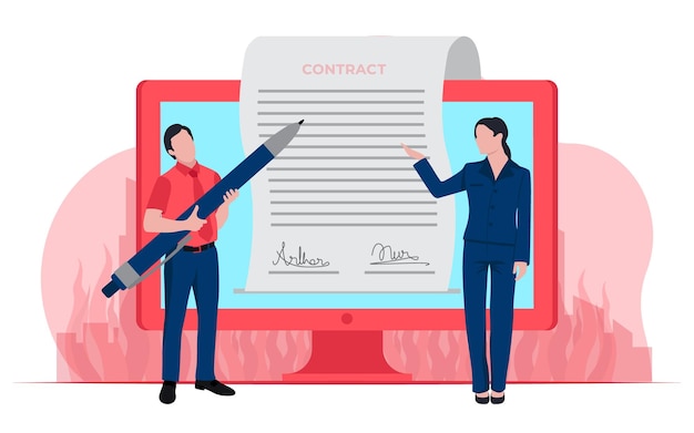 Signer un contrat ou accepter l'illustration du concept des termes et conditions