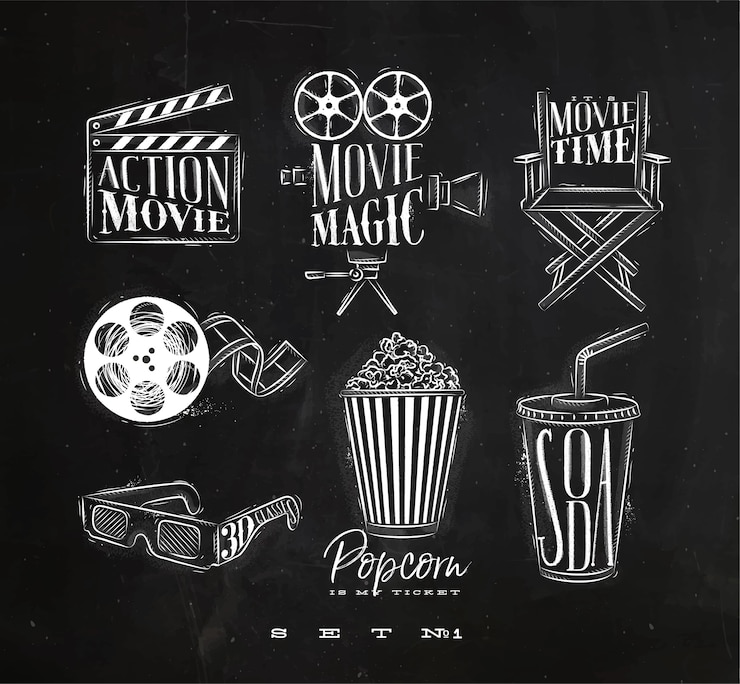 Vecteur signes de cinéma craie