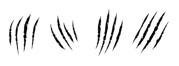 Signes de griffes de chat ou de tigre Marque de griffing d'animal isolée