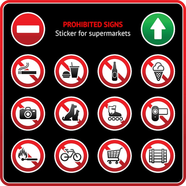 Signes Interdits. étiquette Collante Pour Les Supermarchés