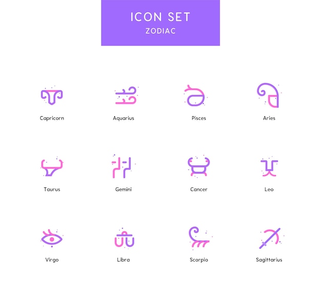 Vecteur les signes et symboles du zodiaque illustrations d'astrologie icones simples set de lignes concept universel vectoriel