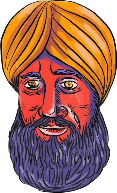 Vecteur sikh turban barbe aquarelle