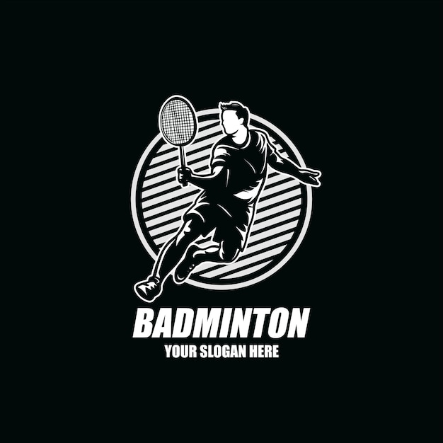 Silhouette Abstraite D'un Joueur De Badminton Sur Fond Noir L'homme Joueur De Badminton Vector