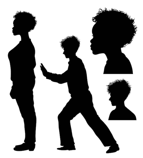 Silhouette D'action De Coiffure Afro Masculine Et Féminine