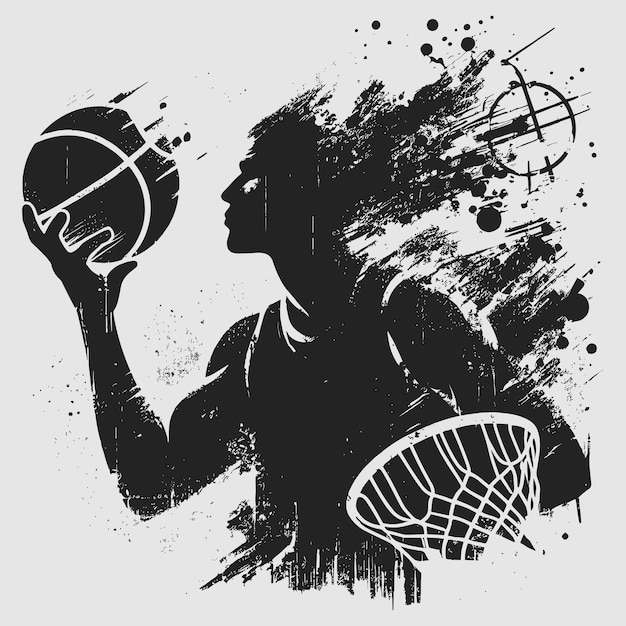 Silhouette d'action du joueur de basket-ball Vector Grunge