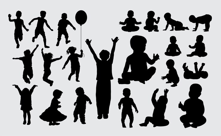 Silhouette d'activité enfant et bébé
