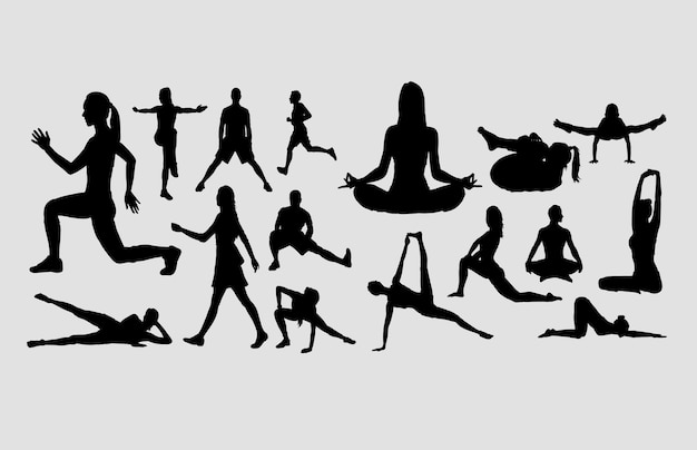 Vecteur silhouette d'activité sportive yoga et méditation