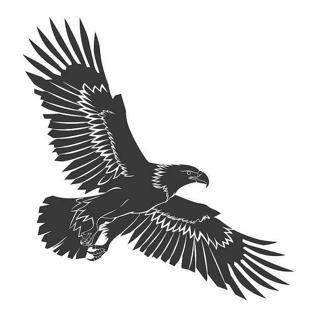 Vecteur silhouette d'aigle mouche d'animal couleur noire seul corps entier