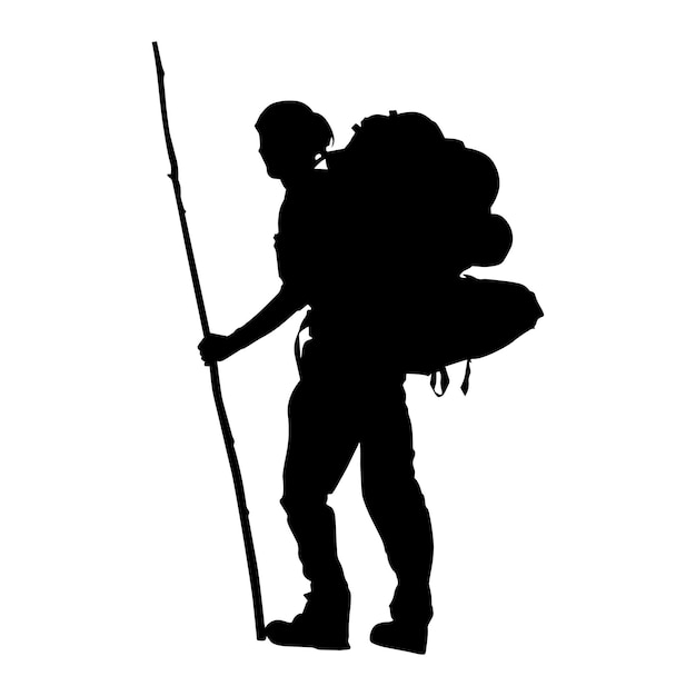 Vecteur silhouette d'un alpiniste illustrée par un vecteur