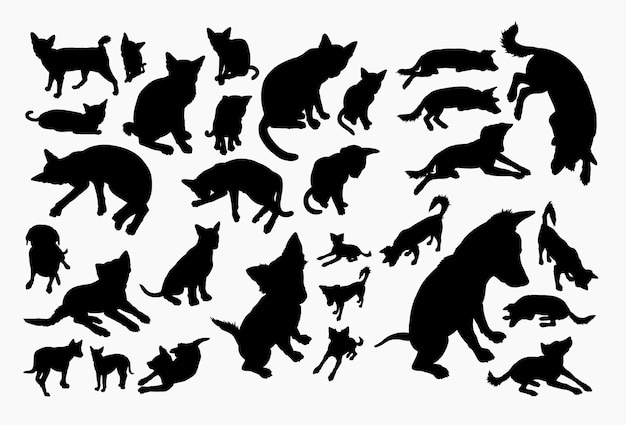 Silhouette D'animal Chat Et Chien