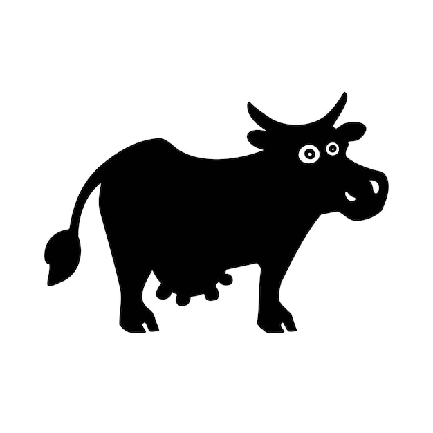 Silhouette Animal Dessin Animé Vache Génisse Illustration Vectorielle