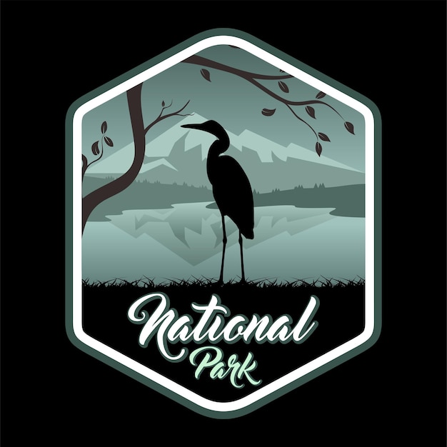 Silhouette d'animal du lac Heron Insigne du parc national en plein air