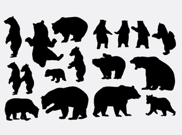 Vecteur silhouette d'animal sauvage grizzli