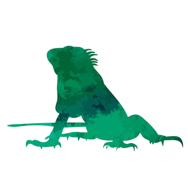 Silhouette aquarelle d'iguane