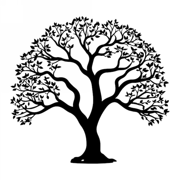 Silhouette D'arbre Dessinée à La Main Illustrations Vectorielles Isolées