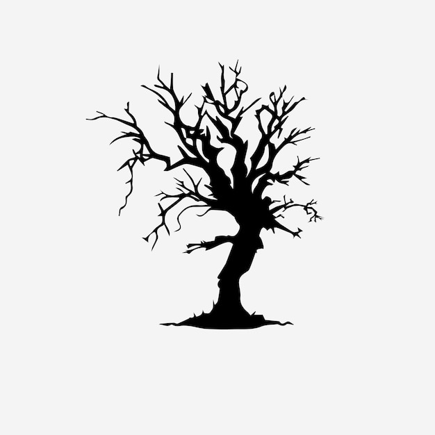 Silhouette d'arbre d'Halloween isolé sur fond blanc Illustration vectorielle