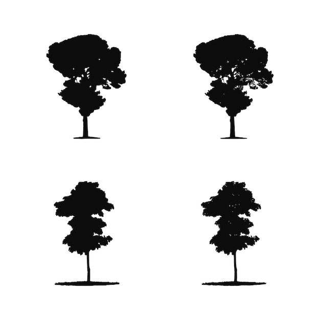Silhouette d'arbre isolé sur illustration vectorielle fond blanc.