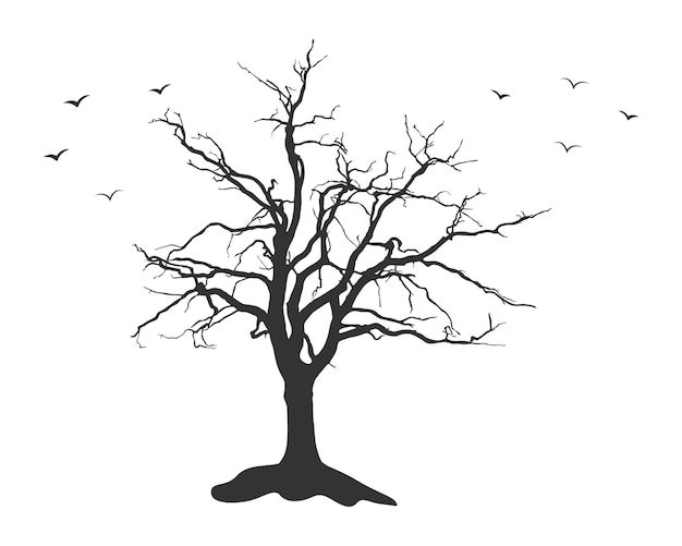 Silhouette d'arbre mort effrayant Silhouette d'arbre Silhouette nue