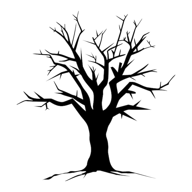 Vecteur silhouette d'arbre mort d'halloween illustration vectorielle