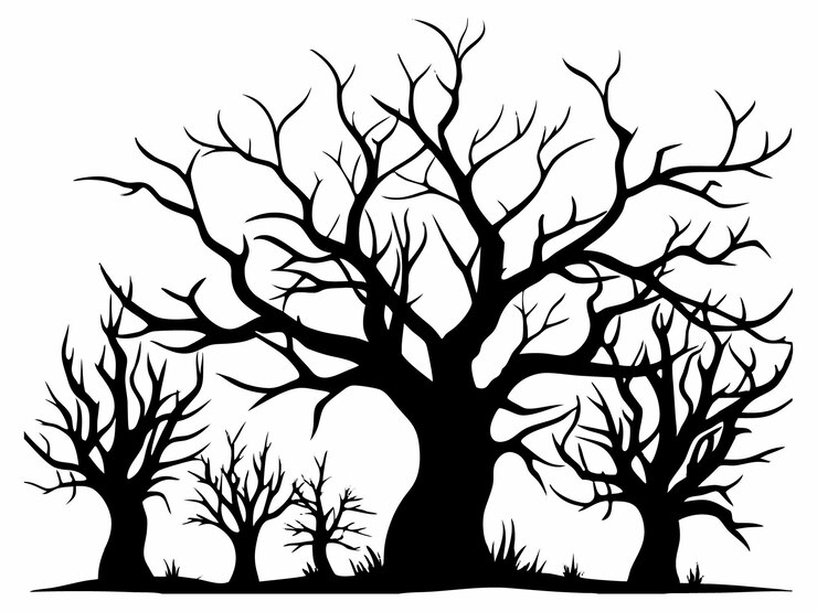 Vecteur silhouette arbre mort isolé