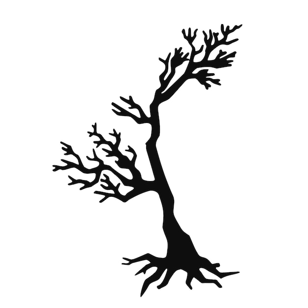 Vecteur silhouette d'arbre sans feuilles vecteur d'illustration dessiné à la main