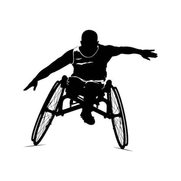 Vecteur silhouette athlète paralympique se produit dans le sport couleur noire seulement