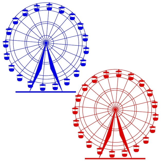 Vecteur silhouette atraktsion grande roue colorée illustration vectorielle