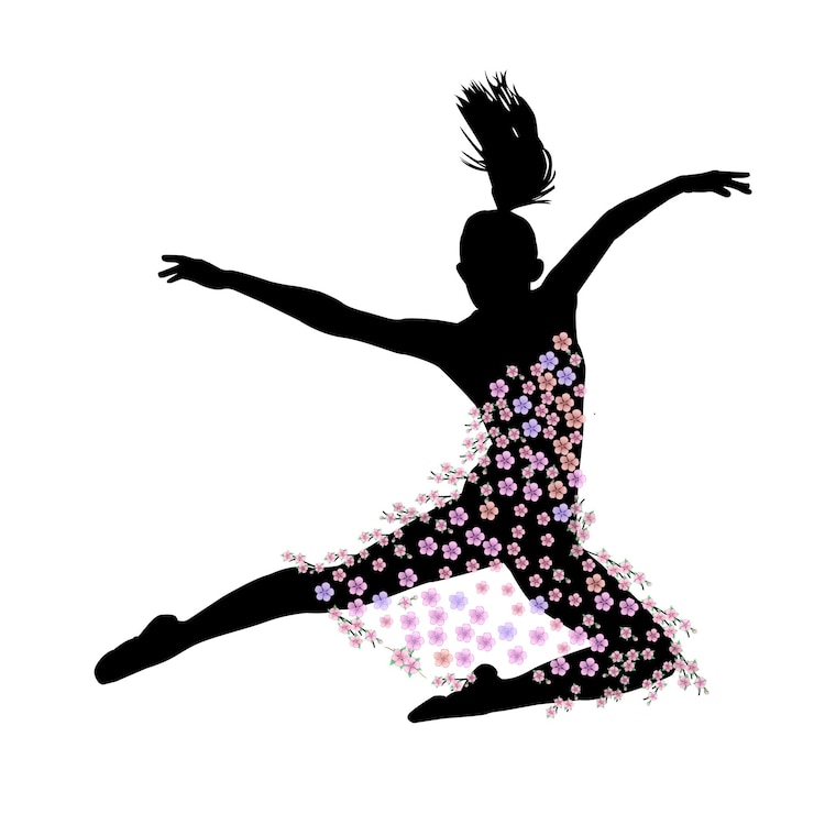 Vecteur silhouette d'une ballerine dans un paquet de fleurs