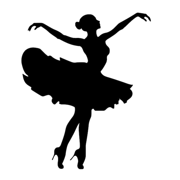 Vecteur silhouette de ballerine dansante