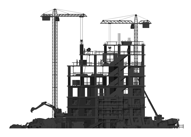 Vecteur silhouette de bannière de chantier isolée