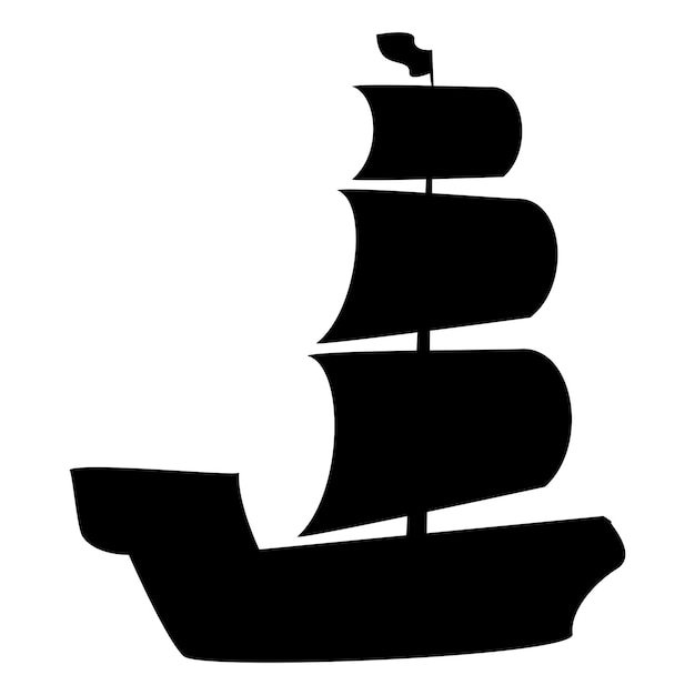 Silhouette D'un Bateau De Pèlerin En Bois Avec Des Voiles élément De La Décoration De Table Festive Du Jour De Thanksgiving Bateau Avec Des Voile Contour Symbole De Vacances Icône Vectorielle De Forme Noire Simple Isolée Sur Fond Blanc