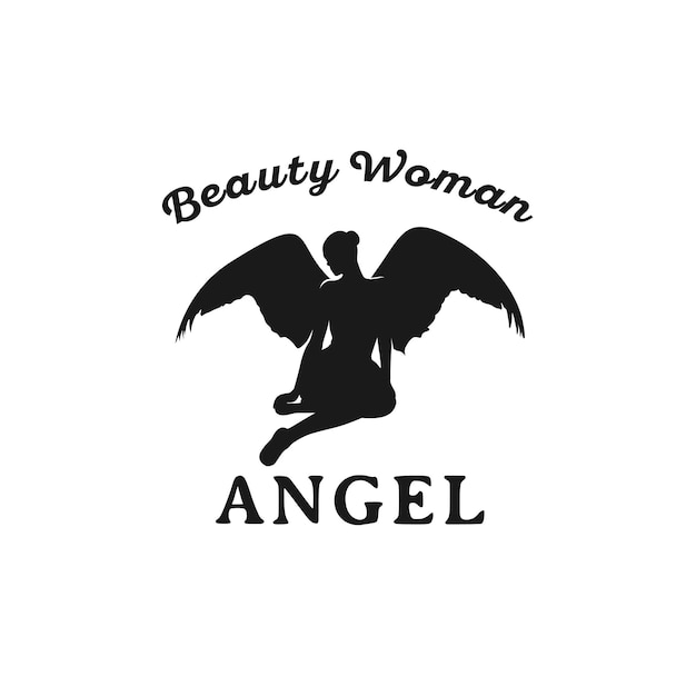 Silhouette De Beauté Femme Ange Logo Design