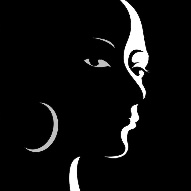 Silhouette D'une Belle Fille Africaine Sur Fond Noir