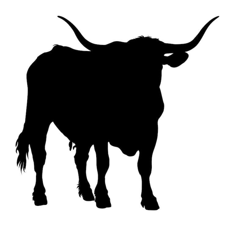Vecteur silhouette de bétail sur blanc