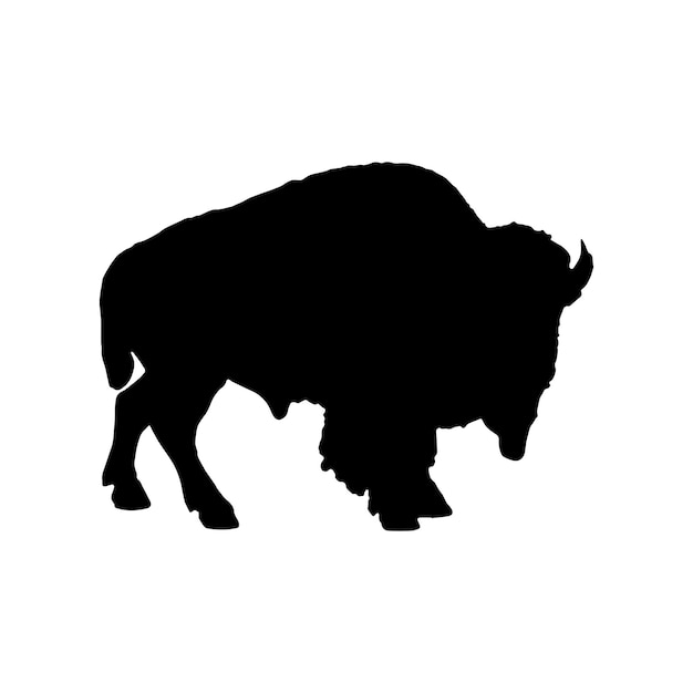 Vecteur silhouette de bison sur fond blanc animal vecteur isolé