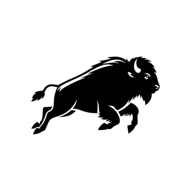 silhouette d'un bison isolé sur un fond blanc.