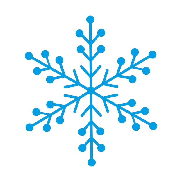 Silhouette bleue de symbole de flocon de neige d'isolement sur le fond blanc
