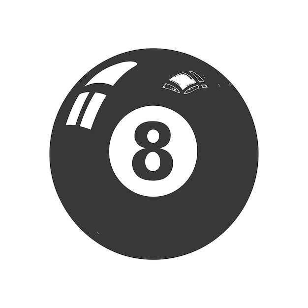 Vecteur silhouette boule de billard numéro 8 couleur noire seulement