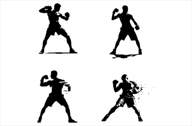 Vecteur silhouette de boxeur silhouette du boxeur adhésif mural vecteur silhouette vecteur