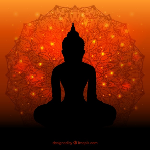 Silhouette De Budha Avec Un Design Plat