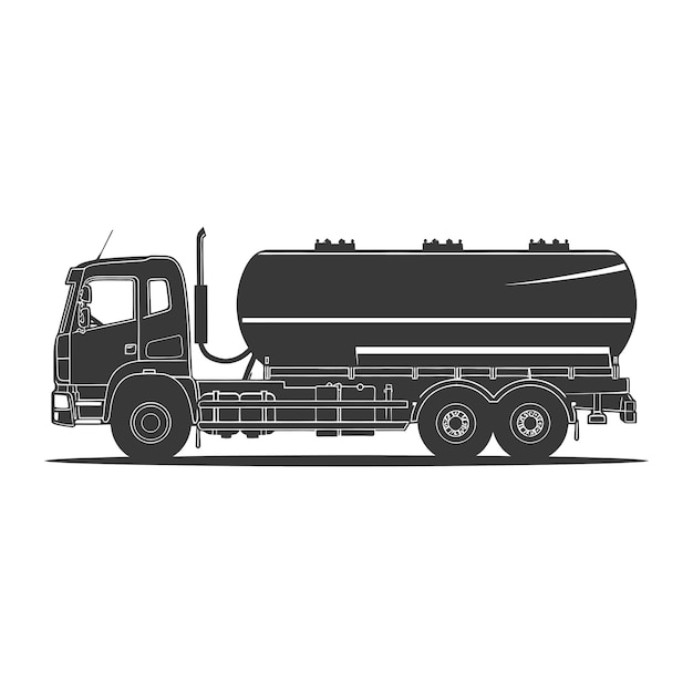 Vecteur silhouette camion-citerne à carburant couleur noire seulement
