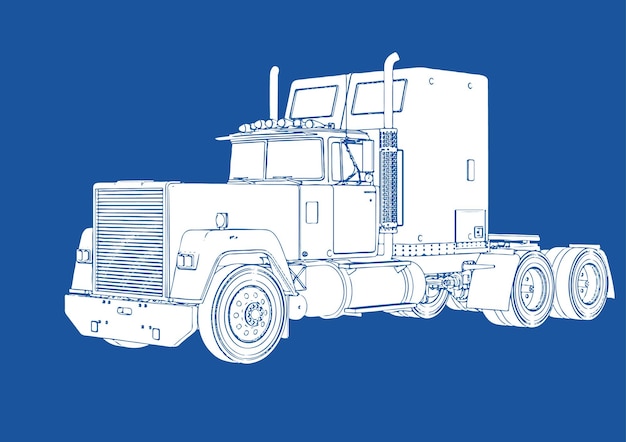 Silhouette de camion sur fond bleu
