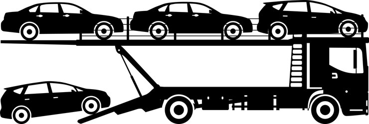 Vecteur silhouette de camion transporteur de voiture livrer l'icône automatique dans l'illustration vectorielle de style plat