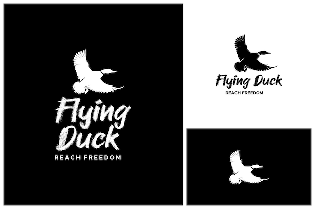 Vecteur silhouette de canard volant pour le logo de l'oiseau mallard logo sauvage pour la zone de chasse ou le symbole de l'habitat du canard