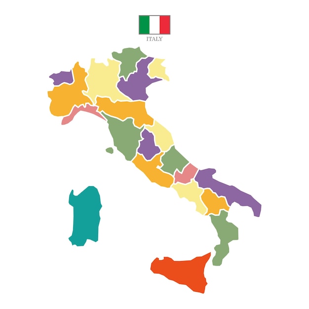 Silhouette Et Carte Colorée De L'italie