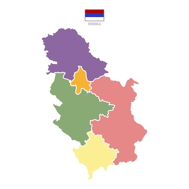 Vecteur silhouette et carte colorée de la serbie
