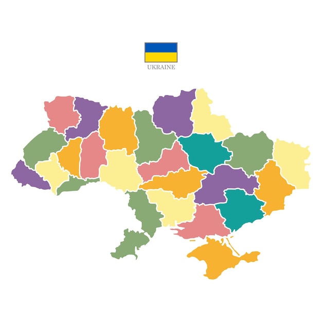 Vecteur silhouette et carte colorée de l'ukraine